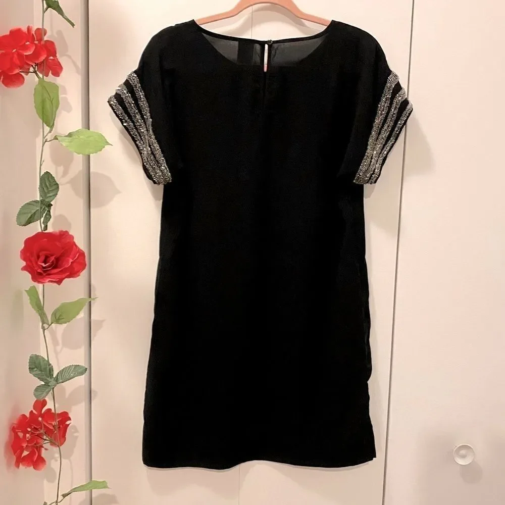 𝅺🌷 Vero Moda 🌷 Black Sheer Sparkly Jewelled Shoulder & Sleeve Detail Tunic Dress - Picture 9 of 11